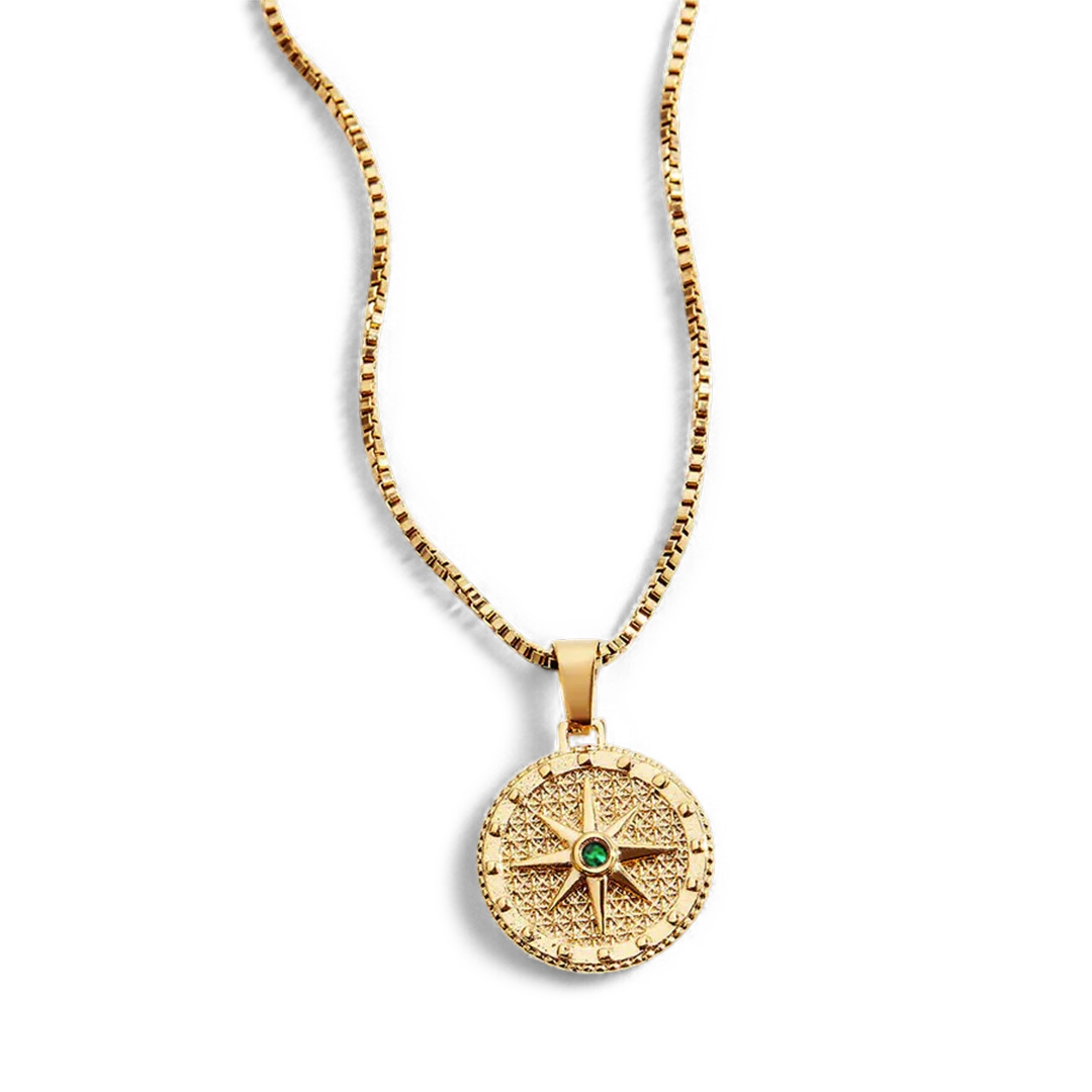 Birthstone Compass Pendant Necklace