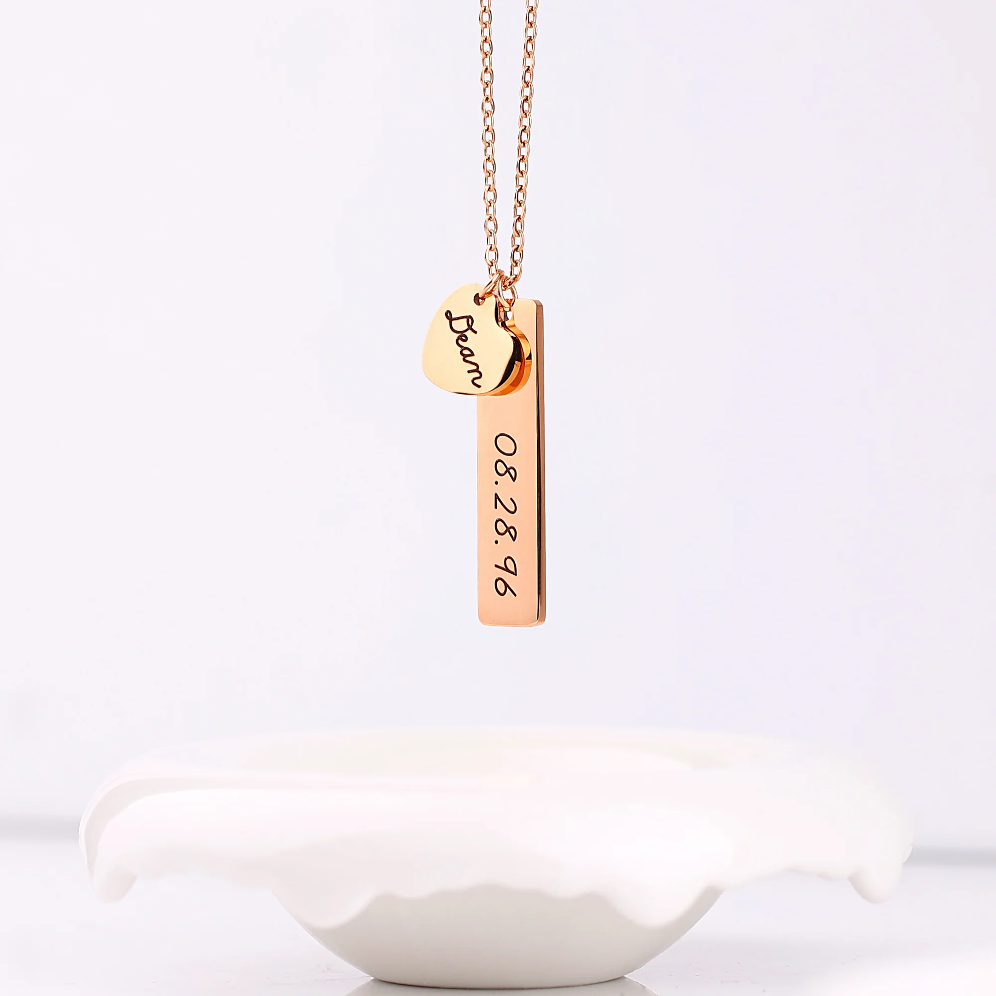 Engraved Heart Pendant Necklace • Best Friend Gift