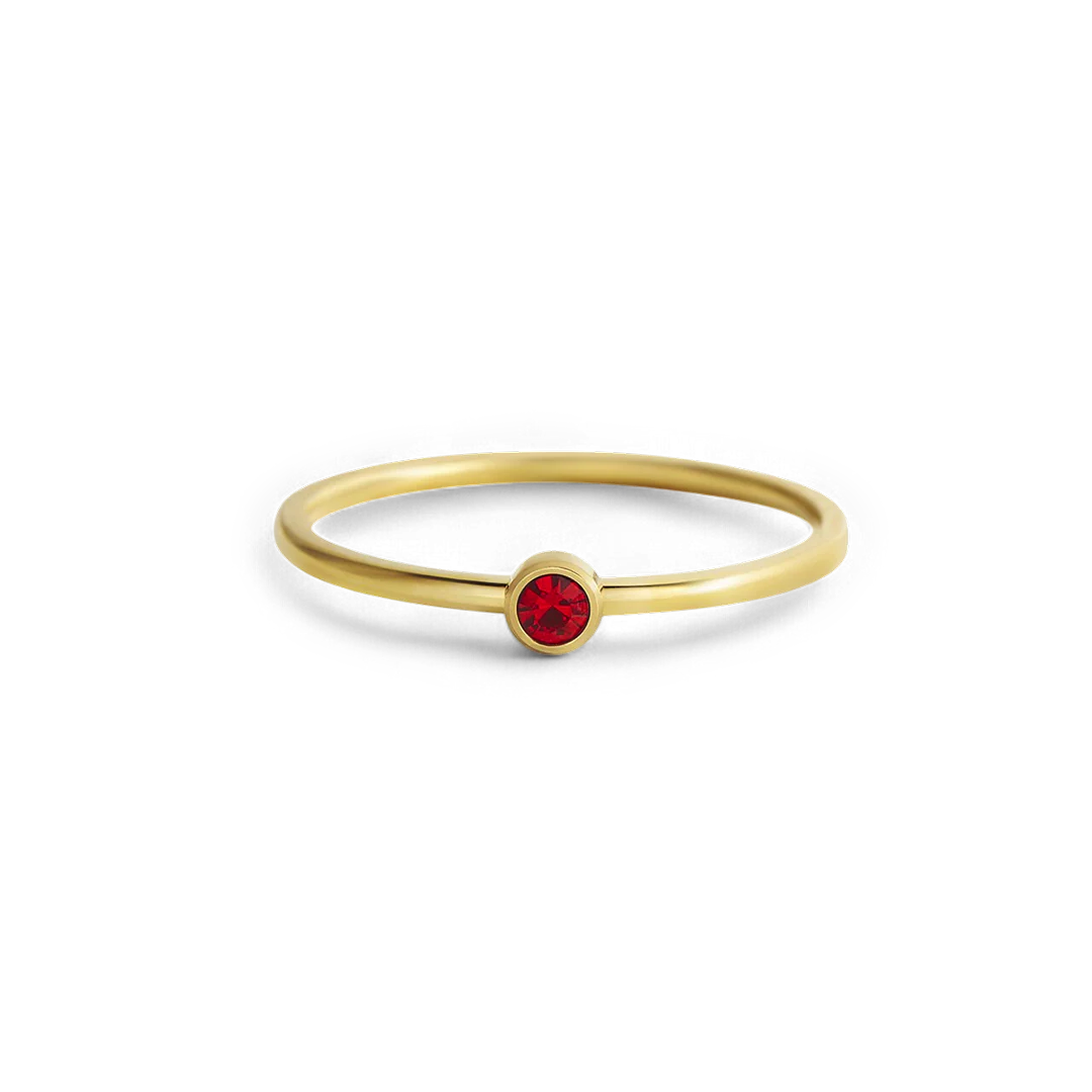 Minimalist Bezel-Set Birthstone Stacking Band