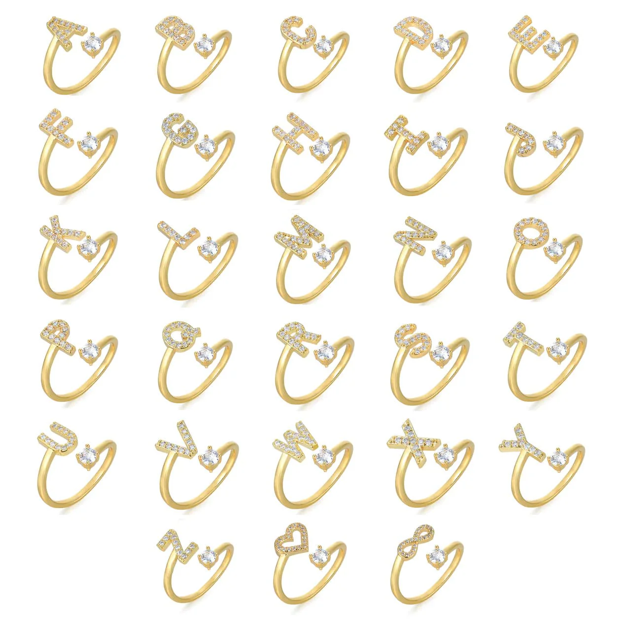 Pave Adjustable Initial Ring