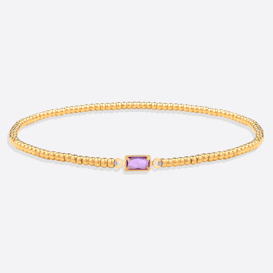 Gold Beaded Birthstone Bracelet