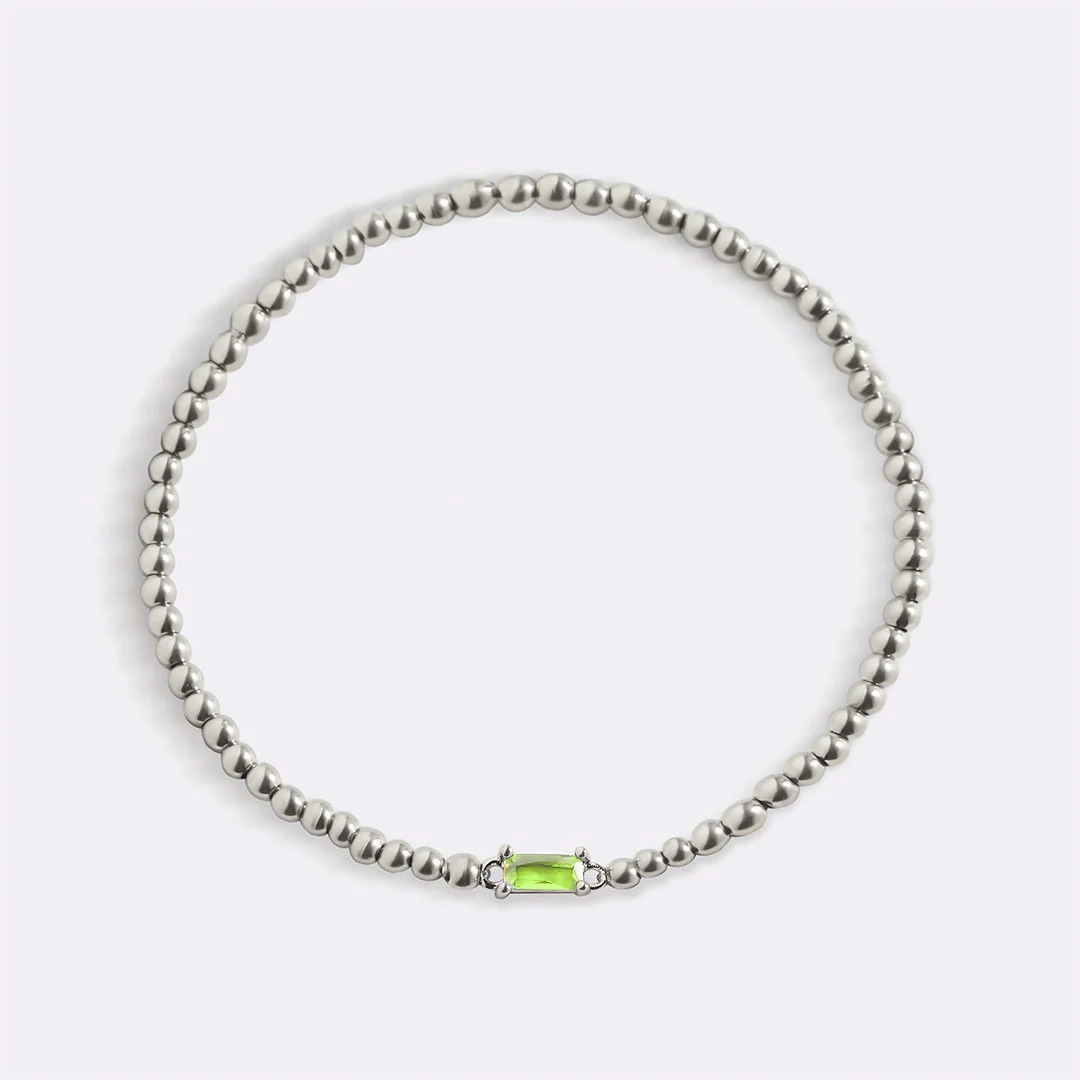 Sterling Silver Beaded Birthstone Bracelet
