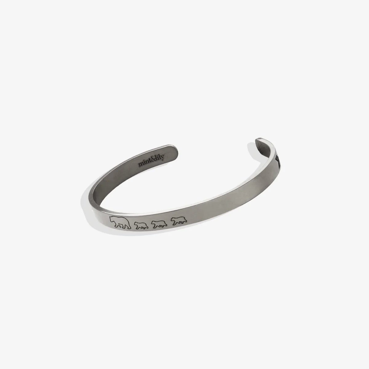 Mama Bear & Her Baby Bears Engraved Cuff Bracelet