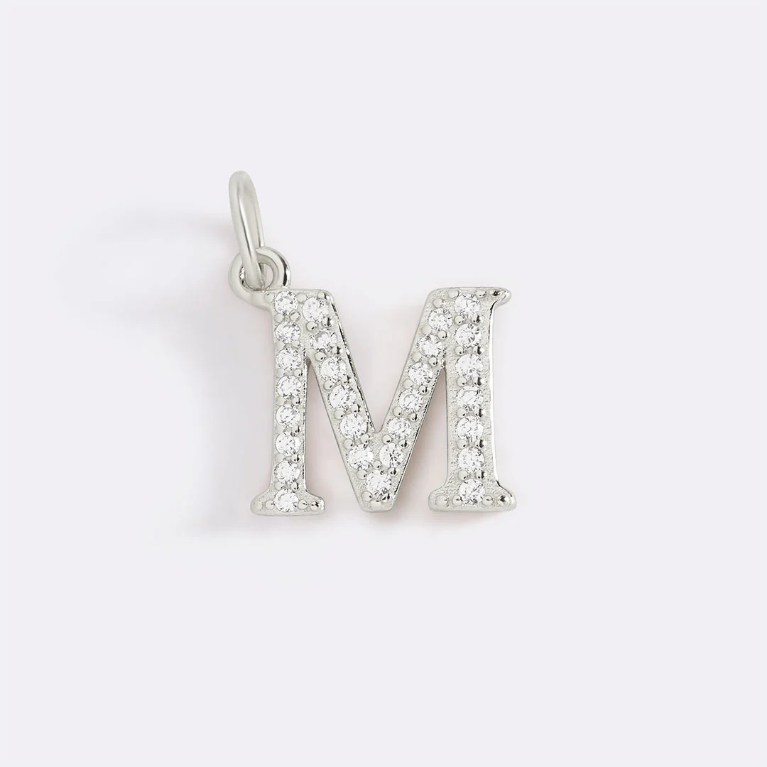 Dainty Pave Initial Charm