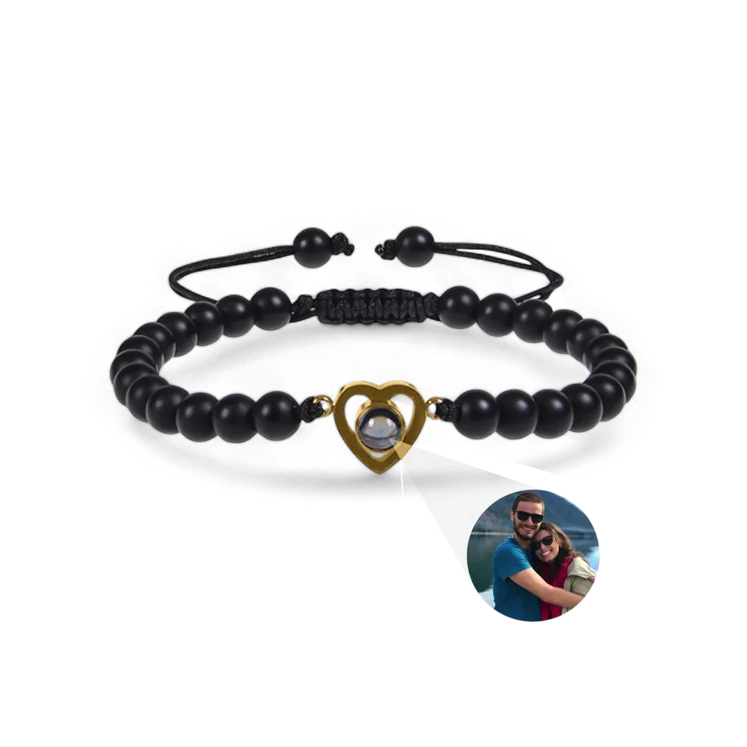 Beaded Heart Photo Bracelet