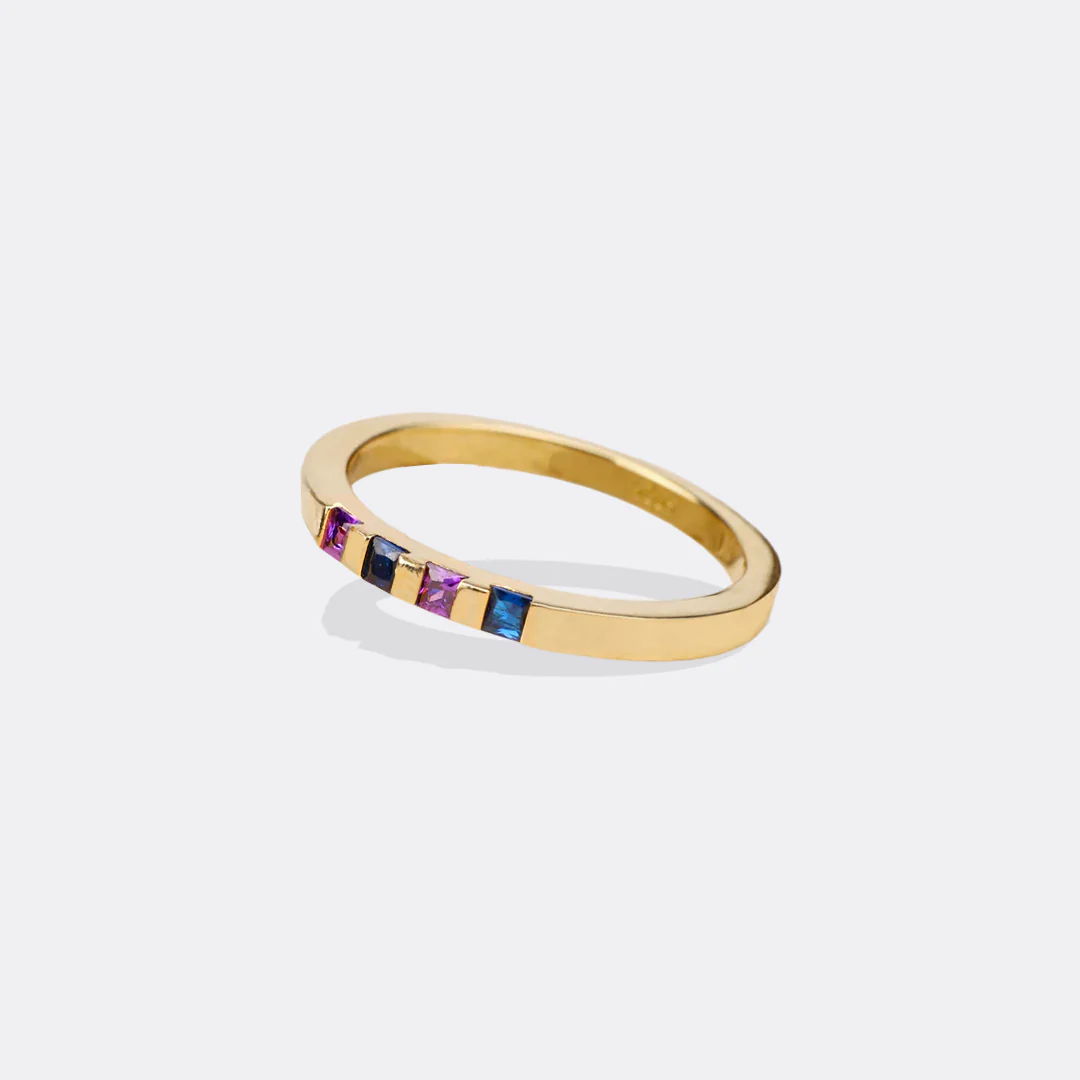 Princess-Cut Birthstone Band Ring