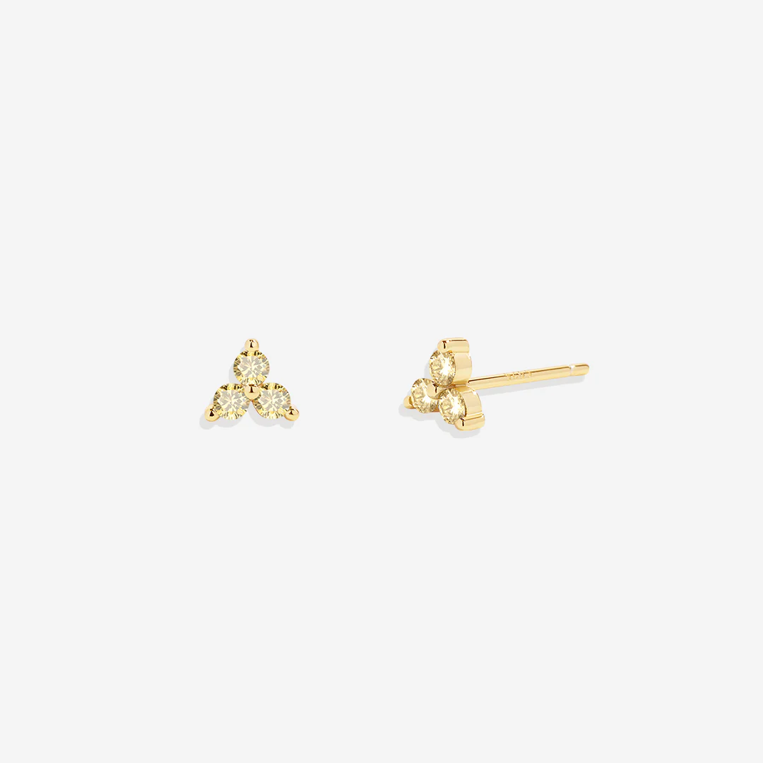 Trinity Birthstone Stud Earrings