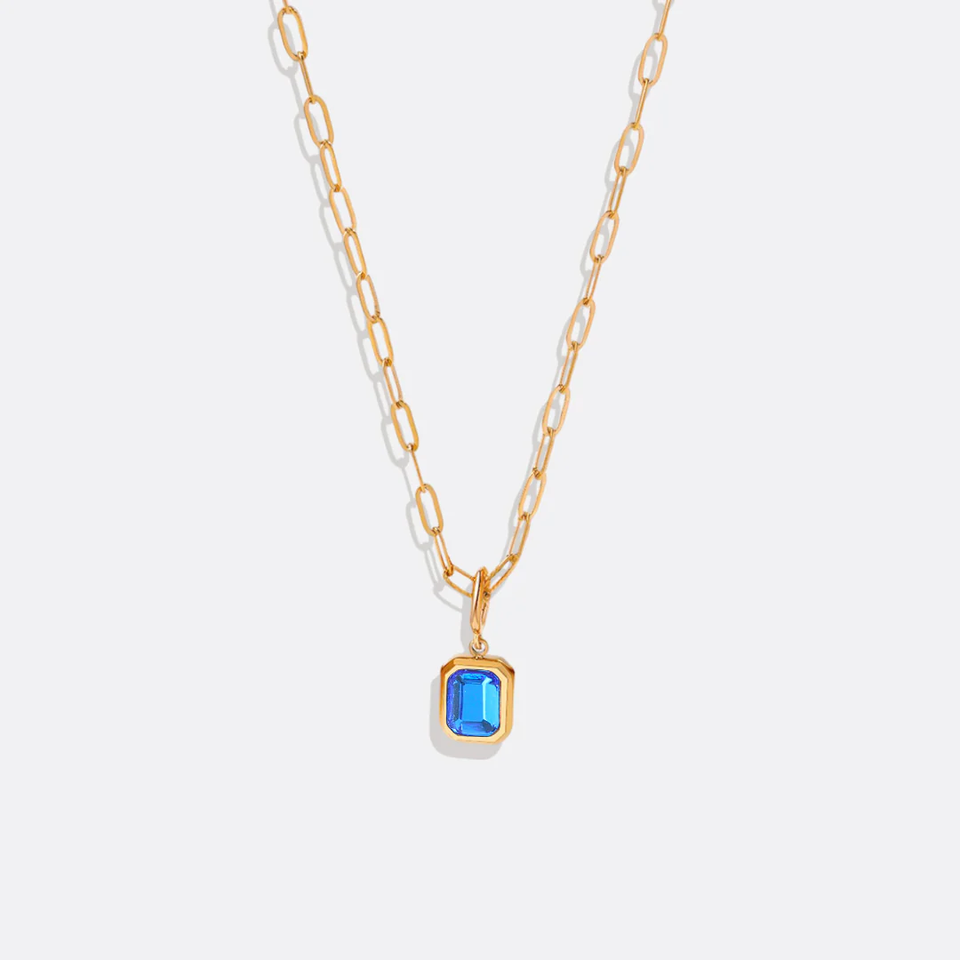 Baguette Birthstone Necklace
