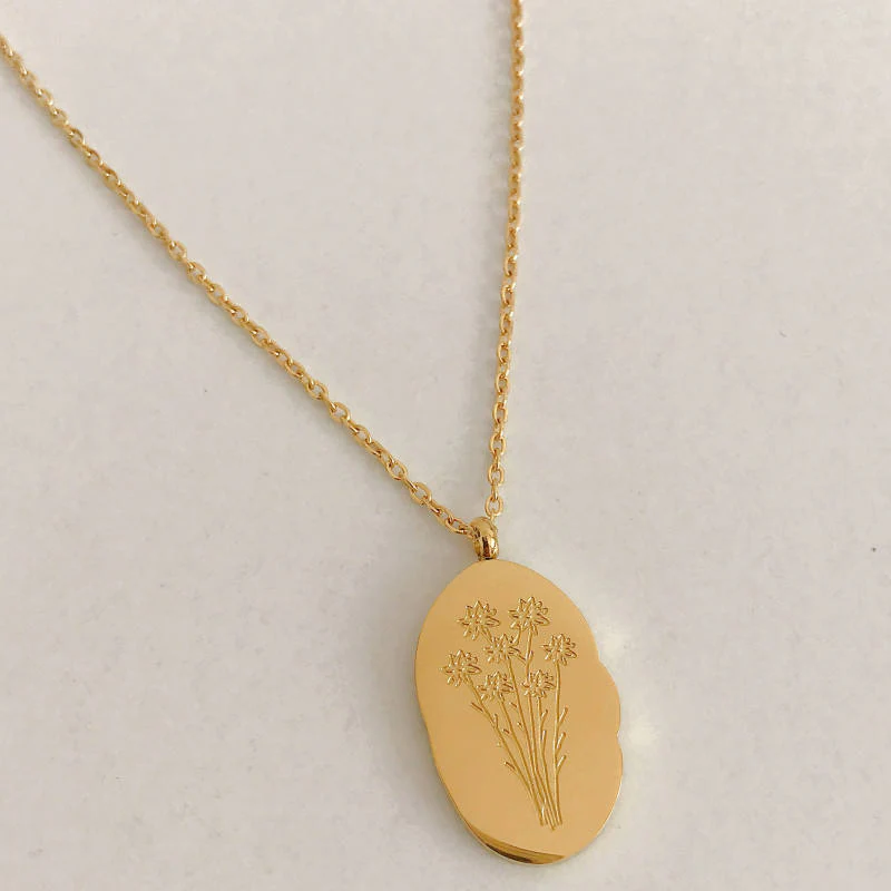 Gold Birth Flower Pendant Necklace