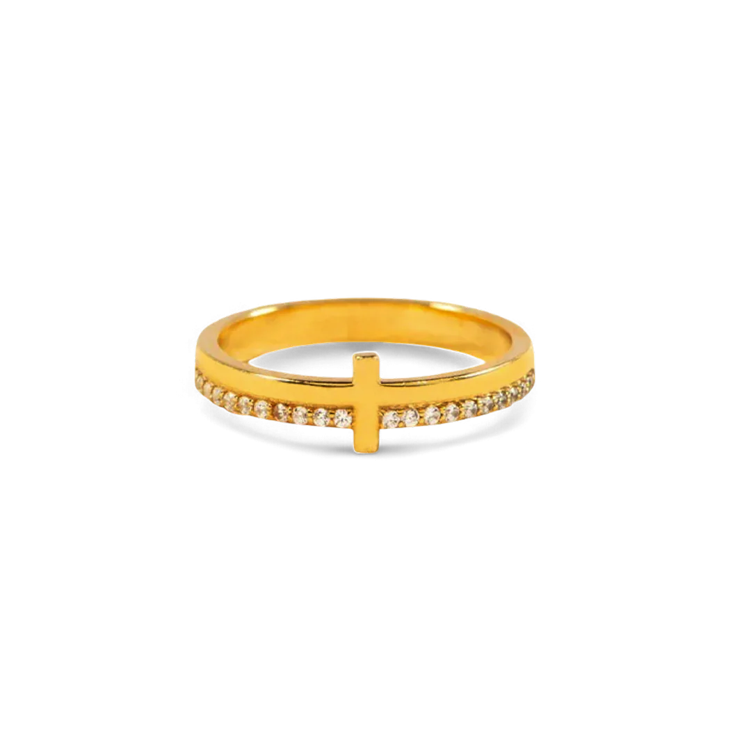 Let God Be In Control Golden Cross Ring