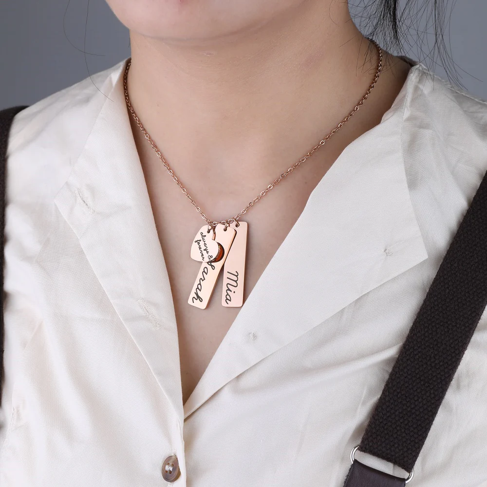 Engraved Heart Pendant Necklace • Best Friend Gift