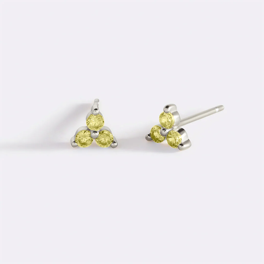 Trinity Birthstone Stud Earrings