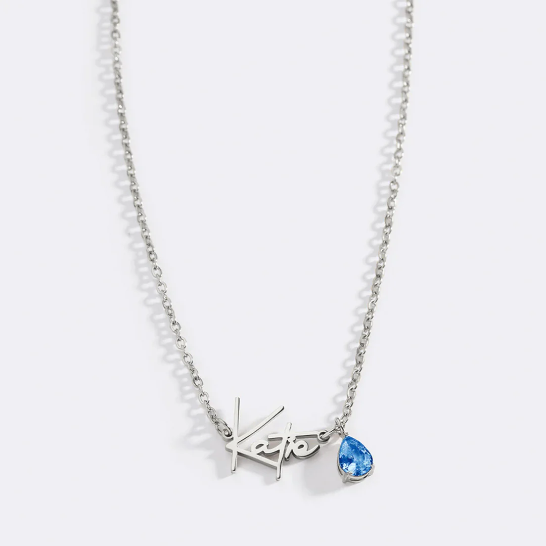 Handmade Birthstone Name Necklace