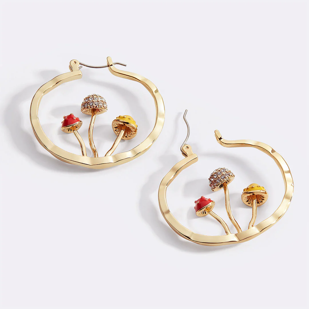 Boho Mushroom Hoop Earrings