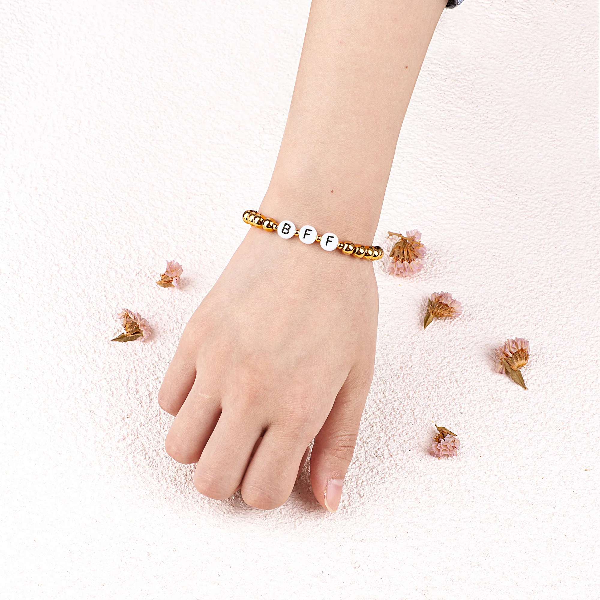 Custom Gold Beaded Name Bracelet