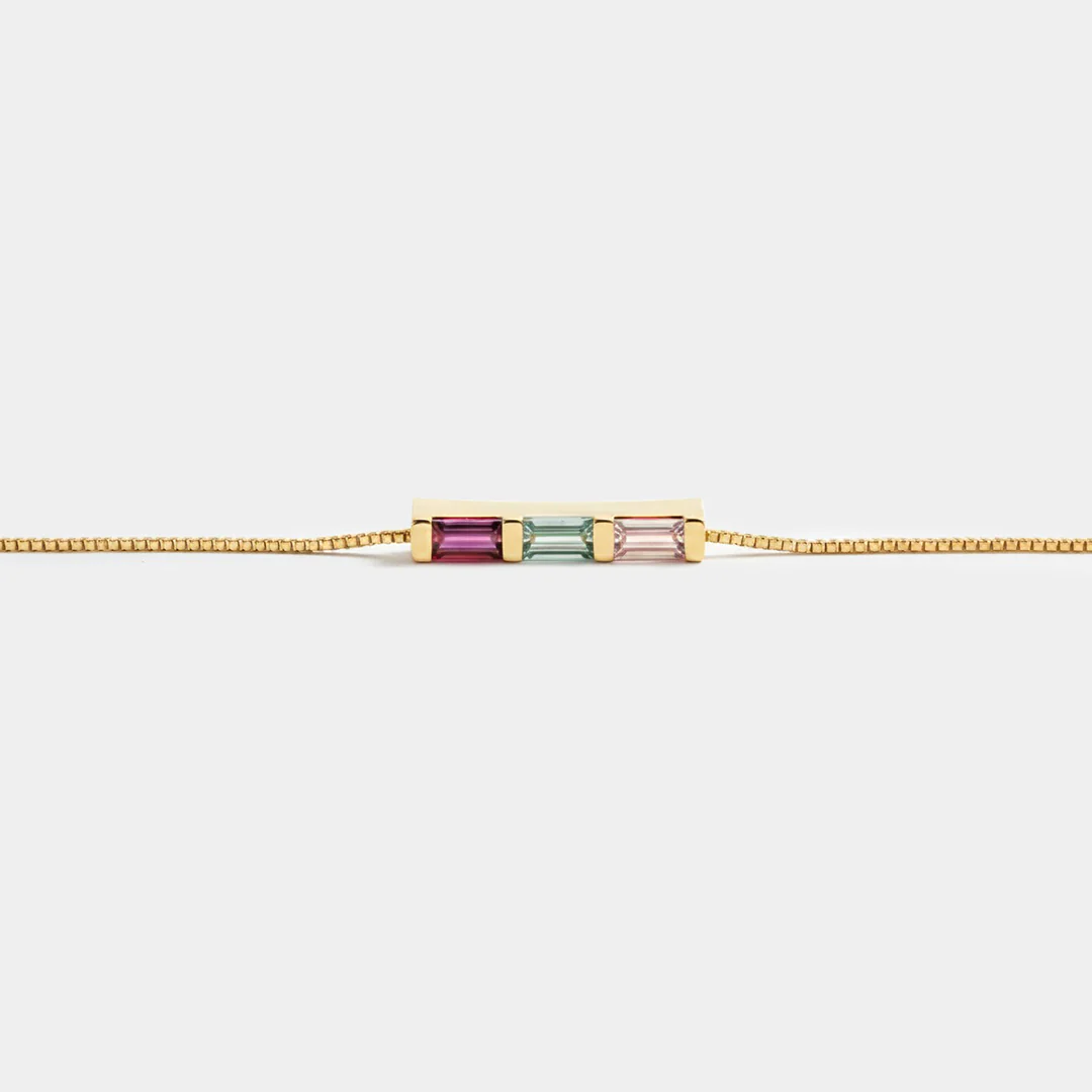 Dainty Baguette Birthstone Bracelet