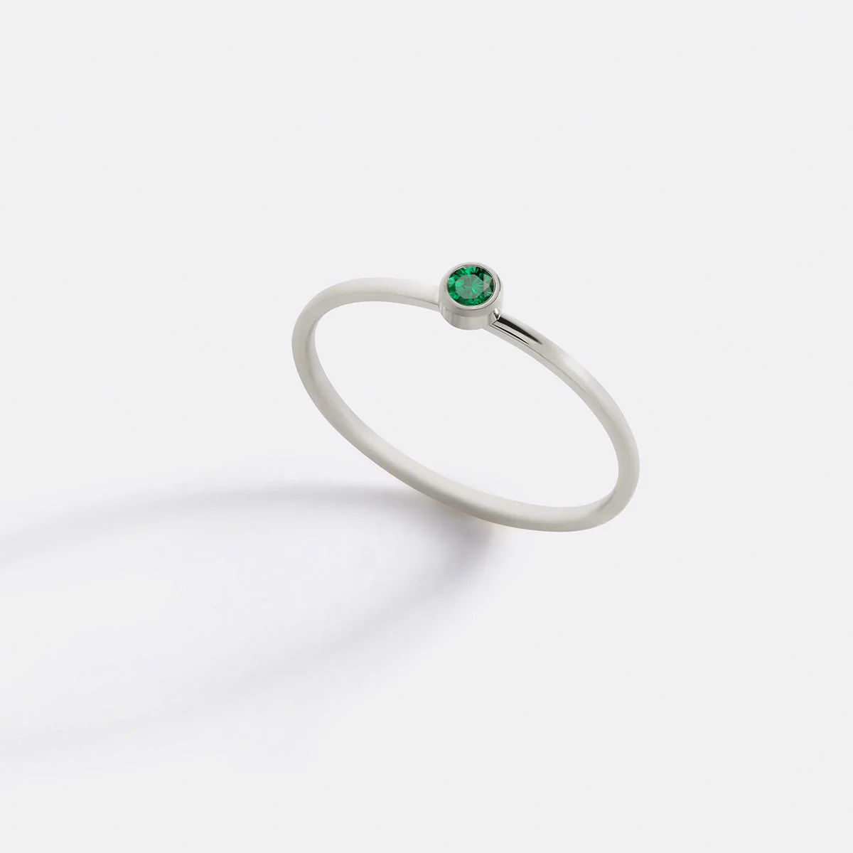 Minimalist Bezel-Set May Birthstone Stacking Band