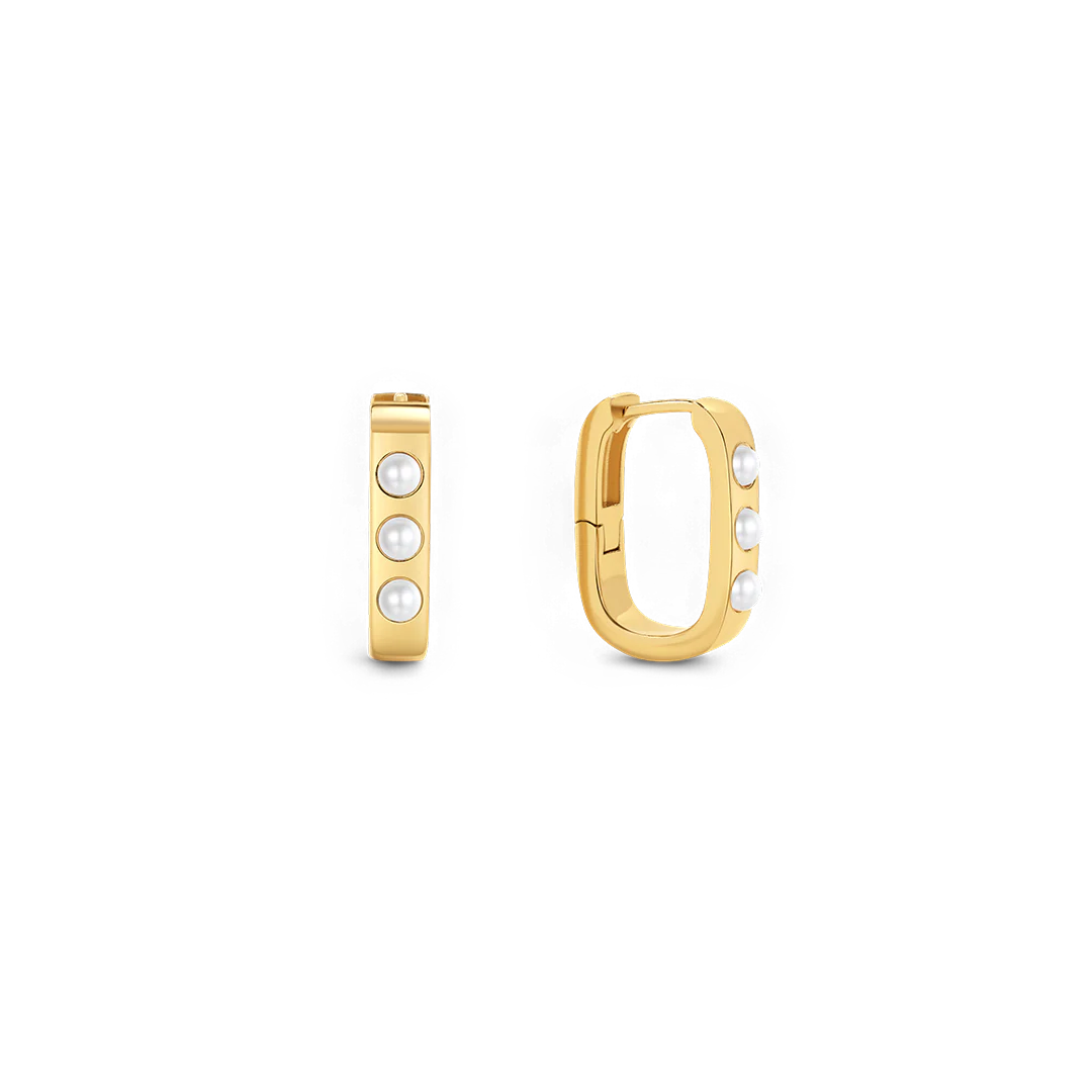 Pearl Block Statement Hoops