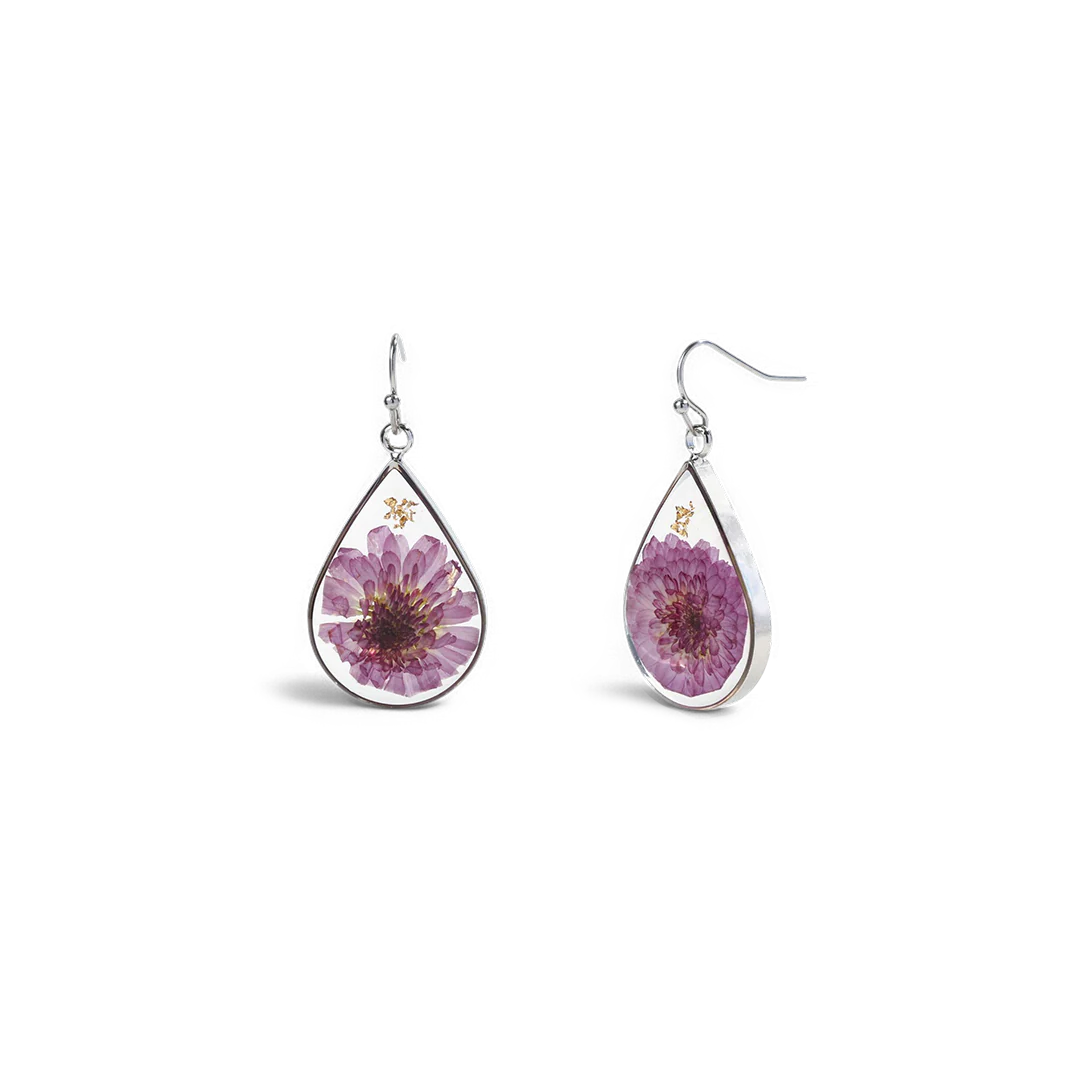 Pressed Birth Flower Earrings