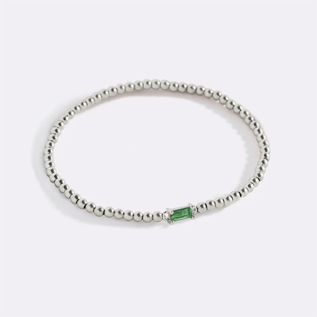 Sterling Silver Beaded Birthstone Bracelet