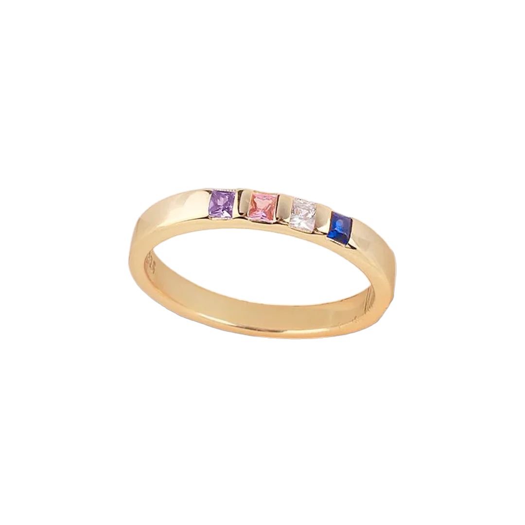 Princess-Cut Birthstone Band Ring