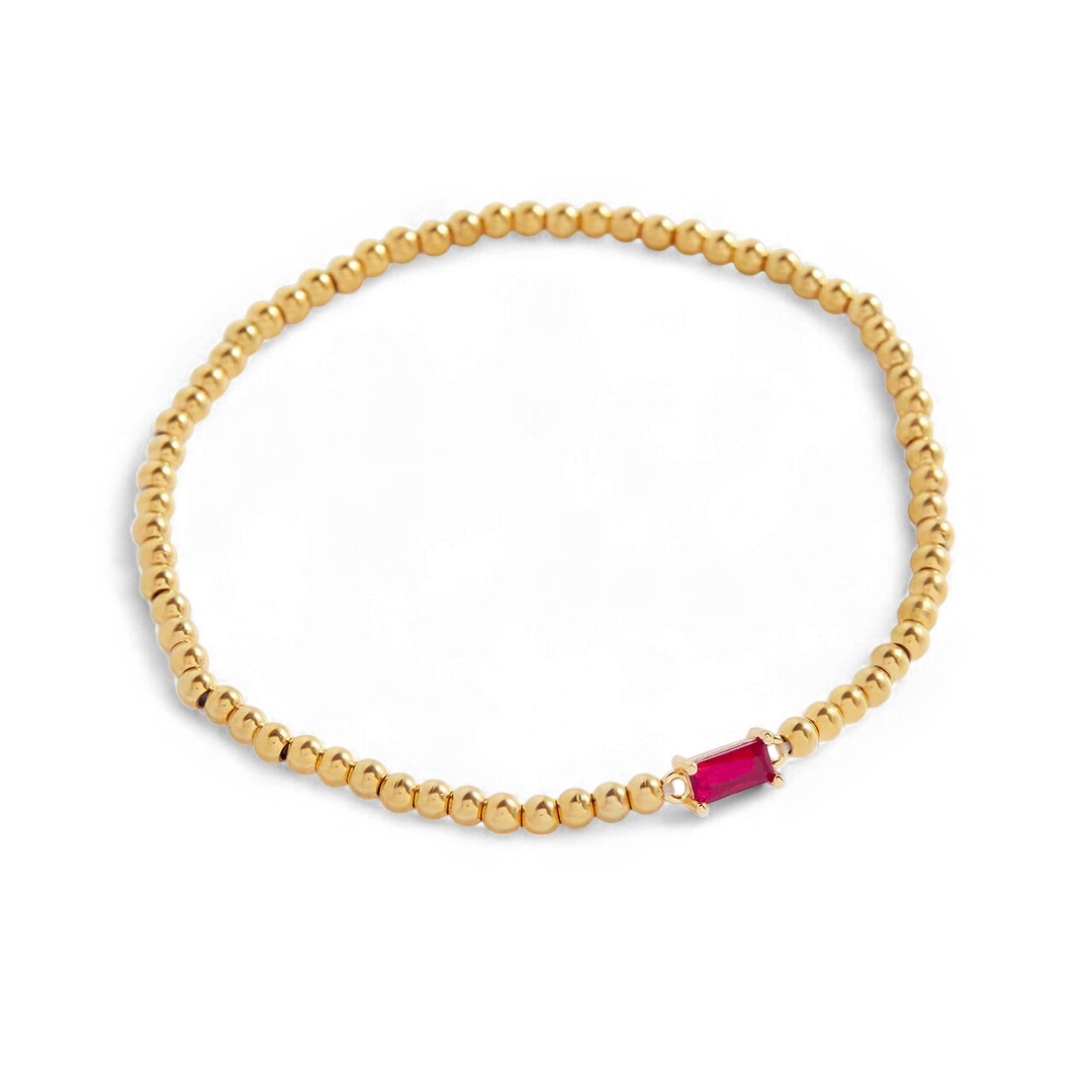 Gold Beaded Birthstone Bracelet