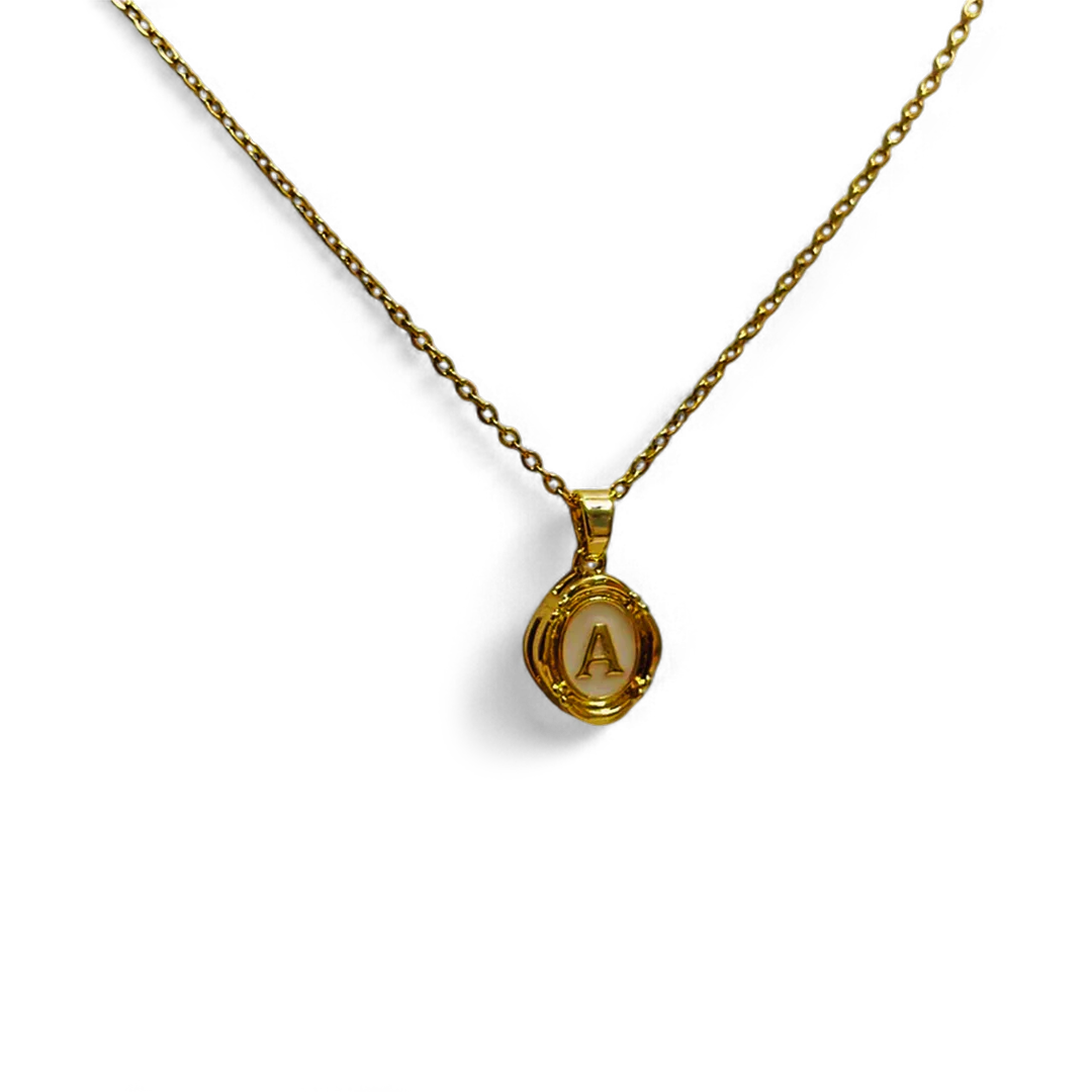 Enamel Initial Pendant Necklace