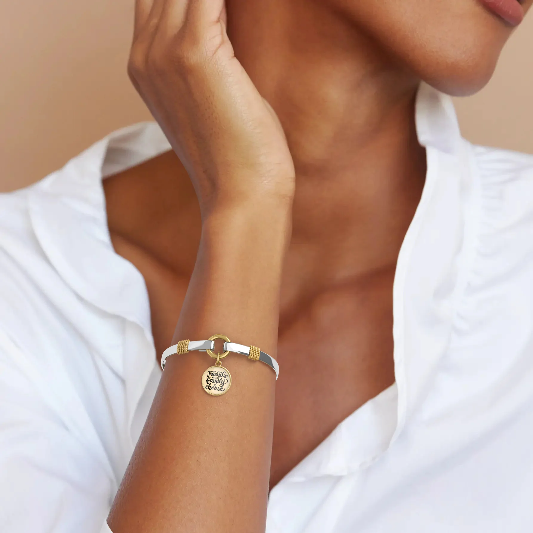 Friends Are The Family We Choose - Gold Background - Two Tone