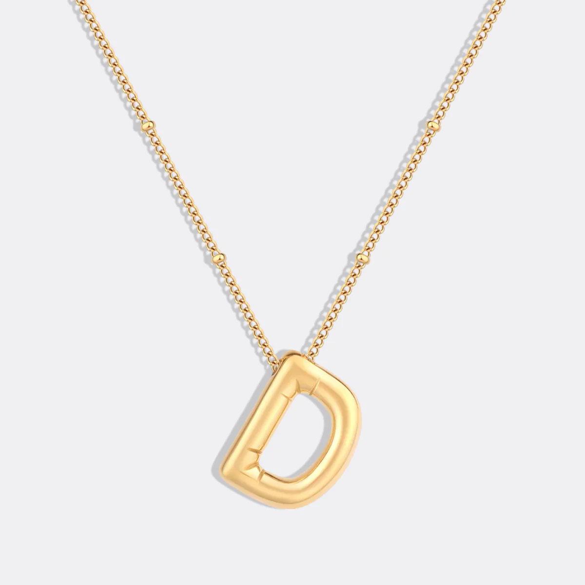 Balloon Initial Necklace with Satellite Chain