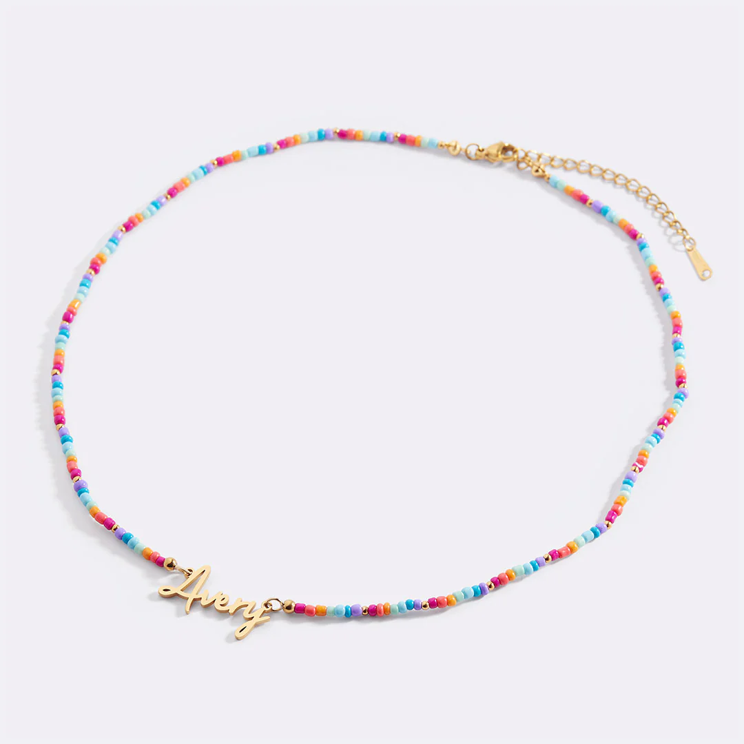 Beach Vibes Beaded Fairy Name Necklace