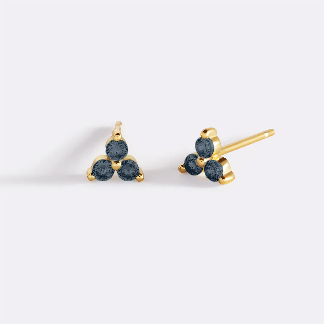 Trinity Birthstone Stud Earrings