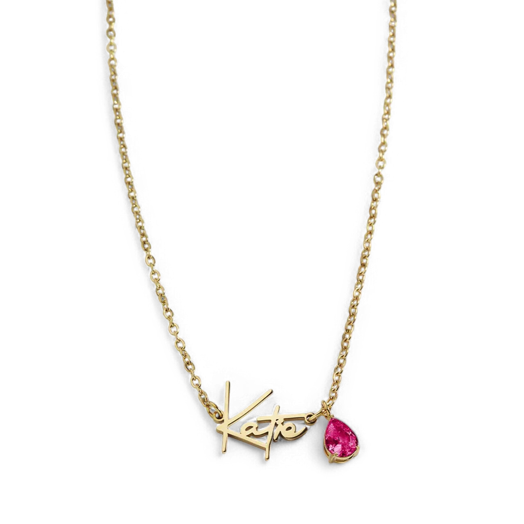 Handmade Birthstone Name Necklace