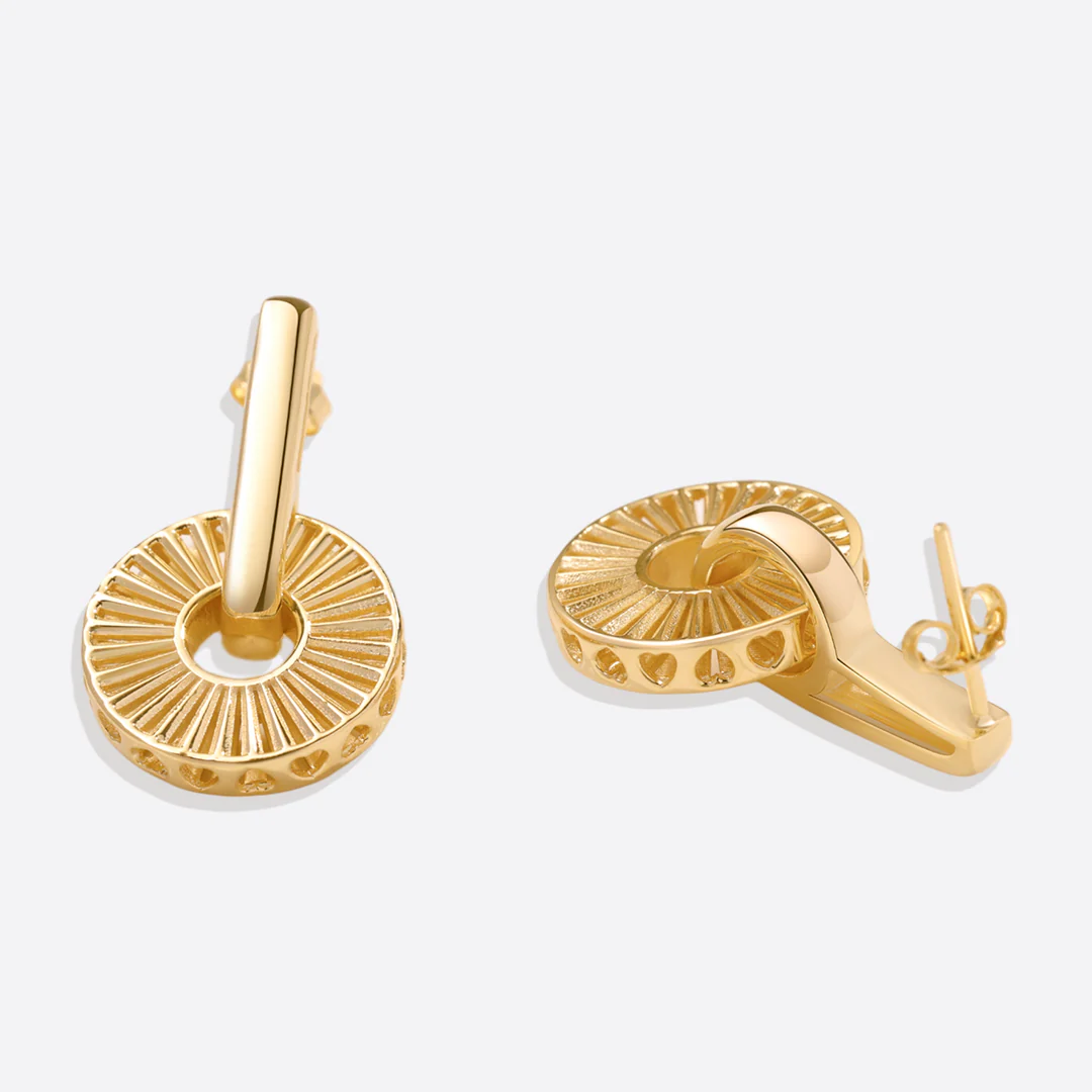 Gold Burst Drop Earrings