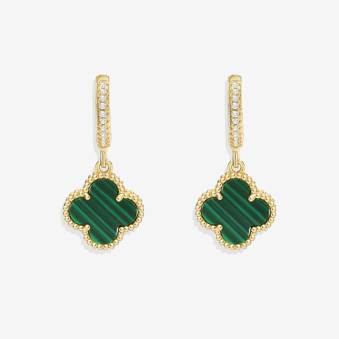 Pave Clover Drop Earrings
