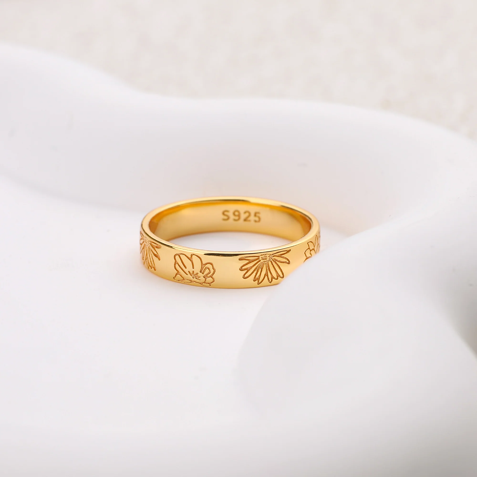 Personalized Stamped Flower Ring