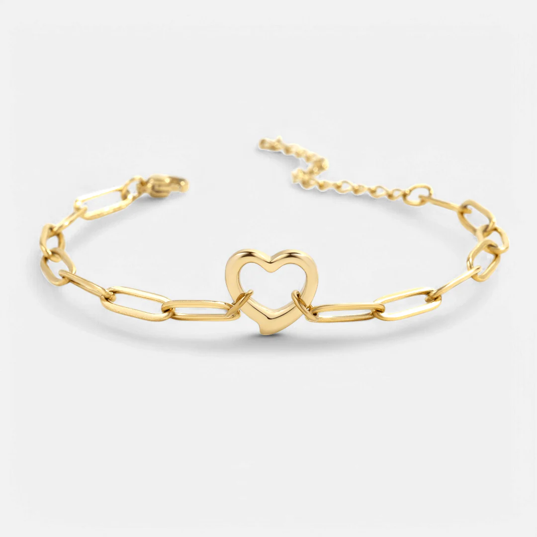Open Heart Paperclip Chain Bracelet