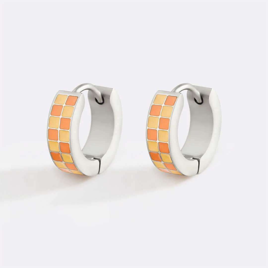 Checkered Hoop Earrings