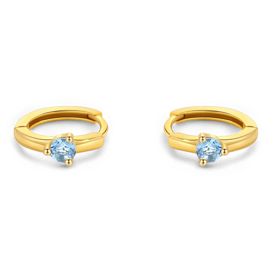 Single Stone Birthstone Huggie Hoop Earrings
