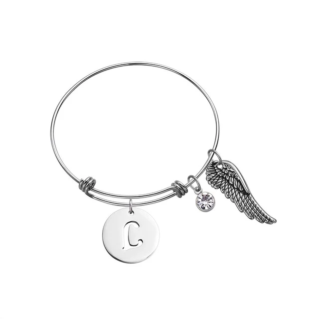 Custom Initial Guardian Angel's Wing Bracelet