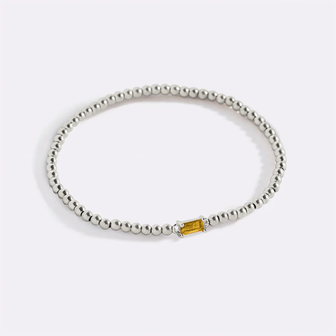 Sterling Silver Beaded Birthstone Bracelet