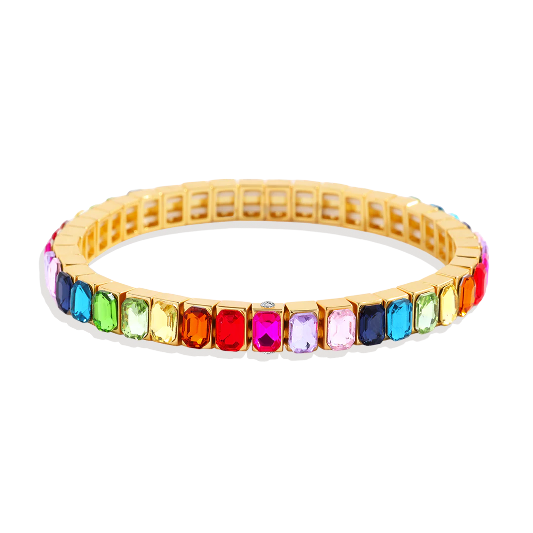 Rainbow Baguette Beaded Bracelet