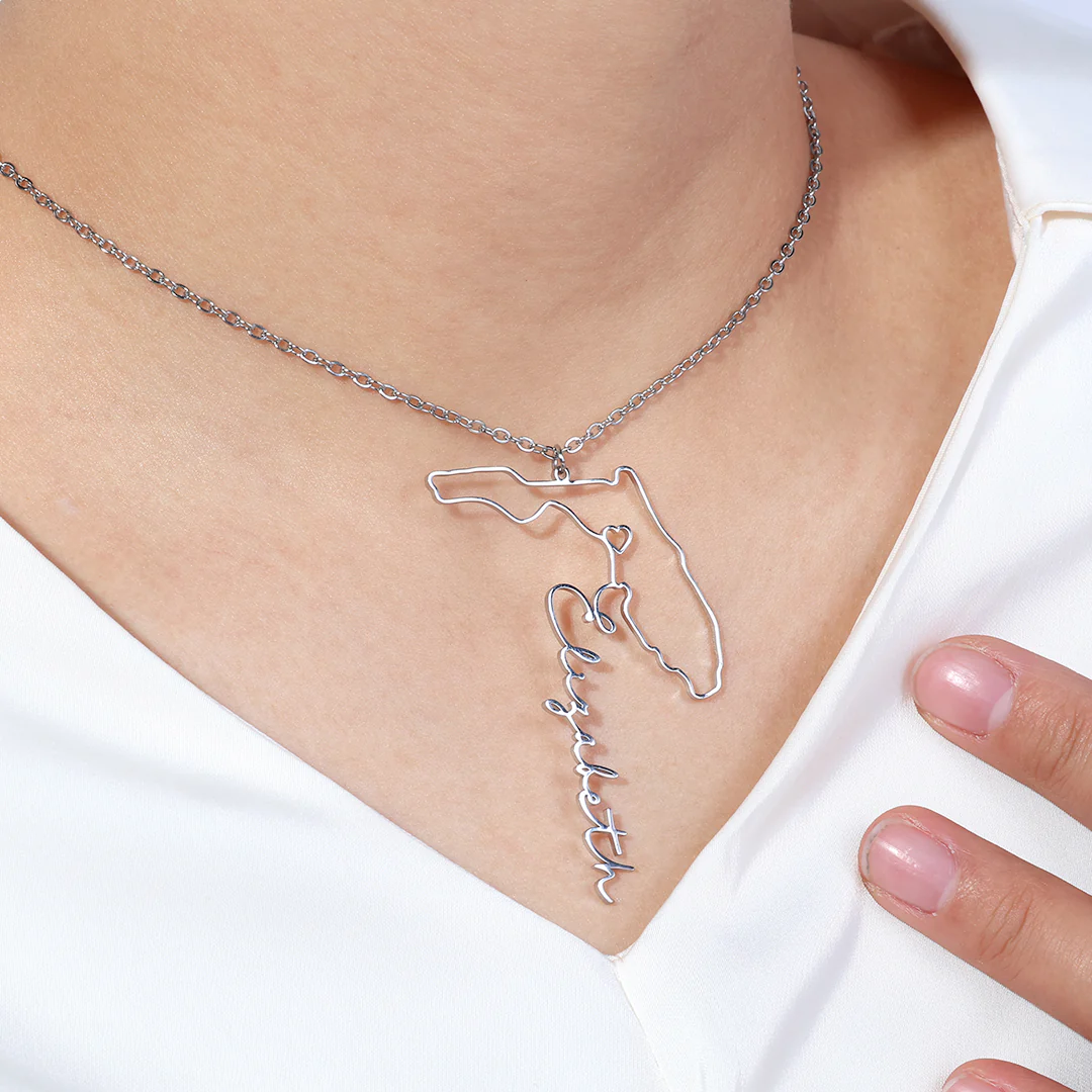 Home State Name Necklace