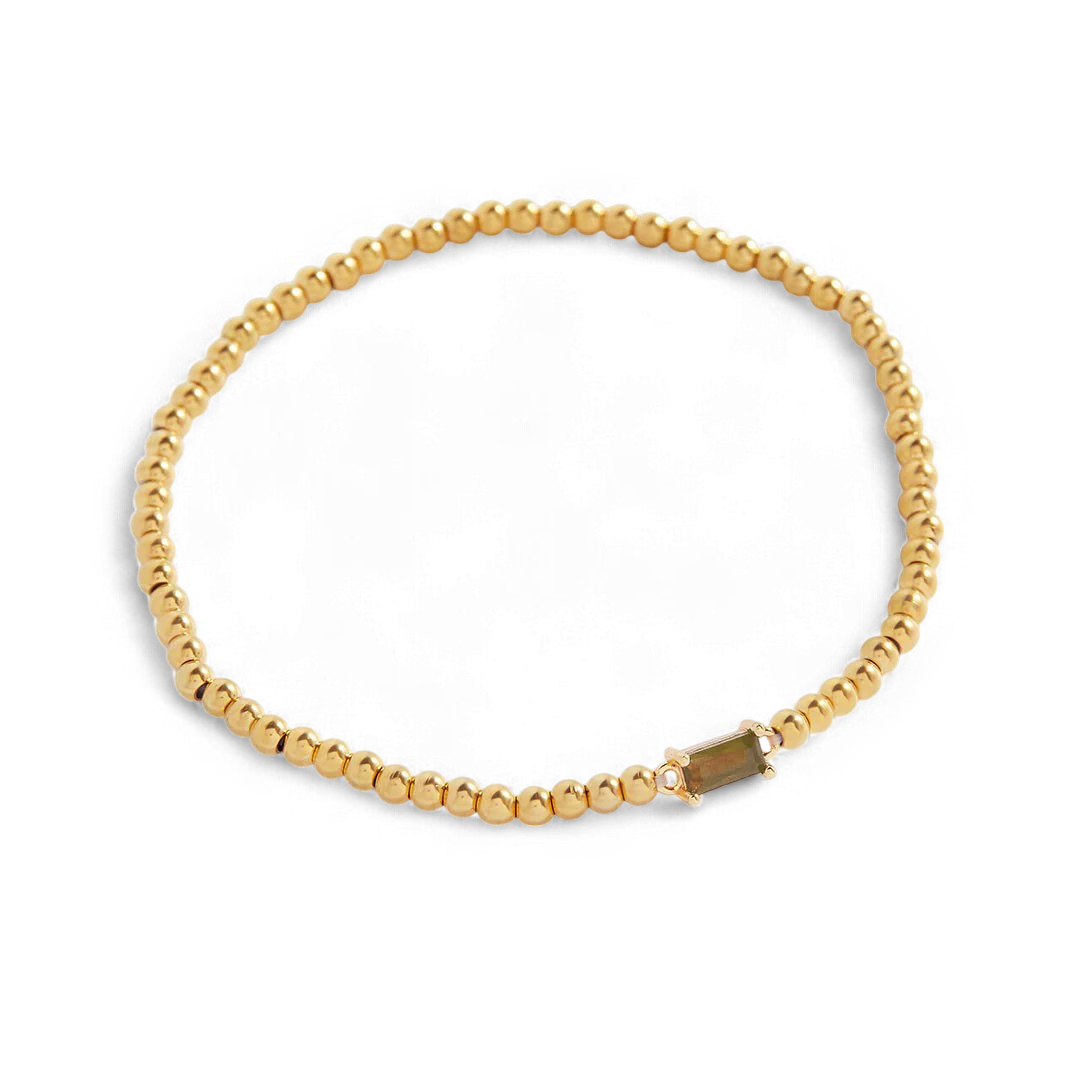 Gold Beaded Birthstone Bracelet