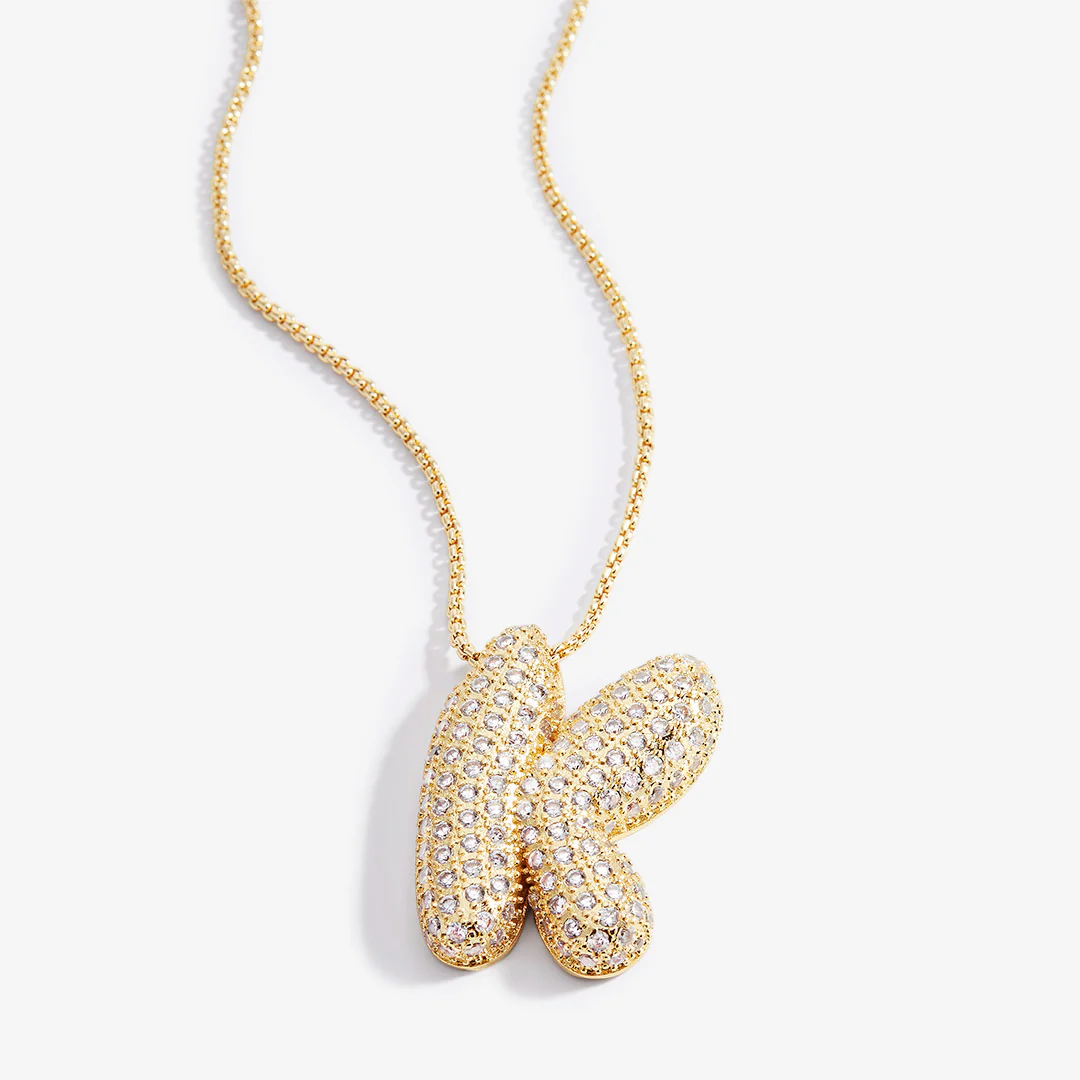 Pave Bubble Initial Necklace