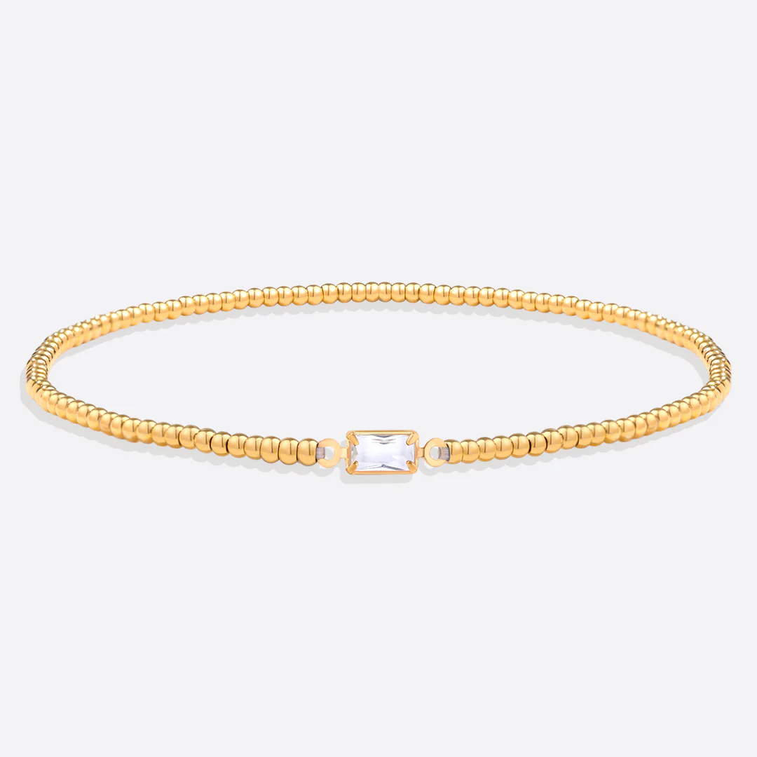 Gold Beaded Birthstone Bracelet