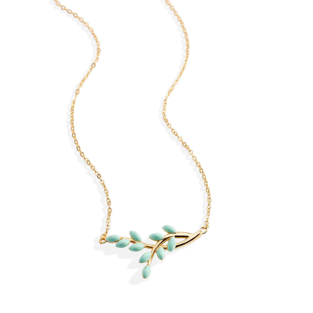 Enamel Leaf Pendant Necklace