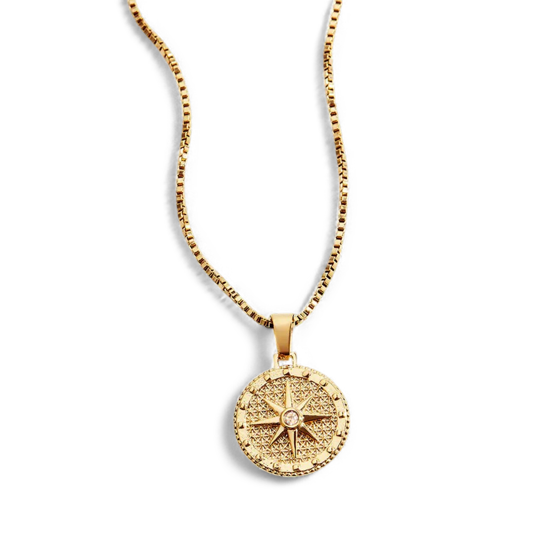 Birthstone Compass Pendant Necklace