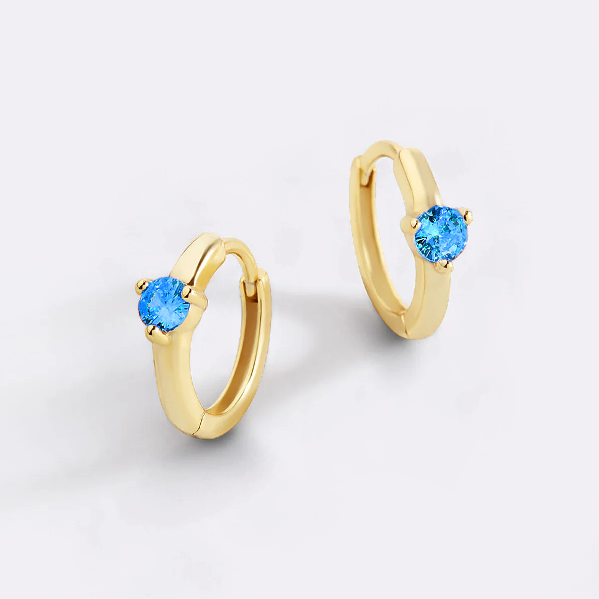 Single Stone Birthstone Huggie Hoop Earrings