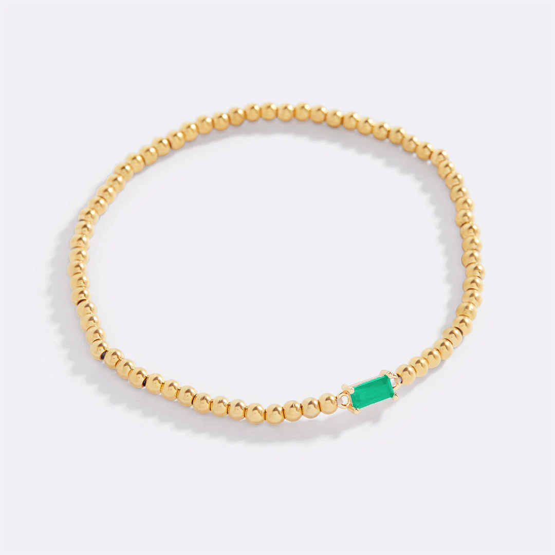 Gold Beaded Birthstone Bracelet