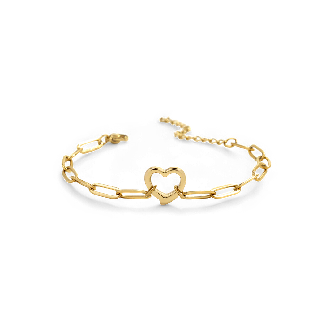Open Heart Paperclip Chain Bracelet